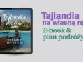 Tablet z widokiem na Tajlandię: plaża, łódź, świątynia i posąg Buddy.