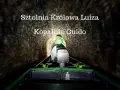 Osoba w kasku jedzie kolejką podziemną w sztolni.